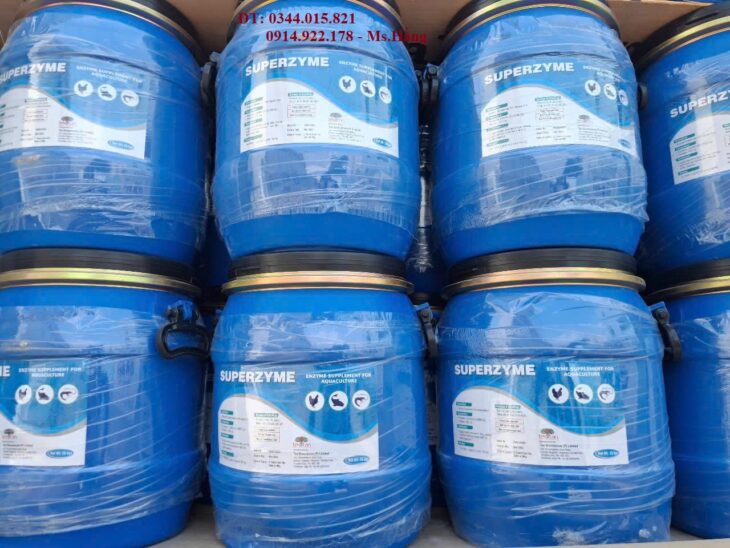 Enzyme Superzyme, enzyme tiêu hóa, xử lý nhớt bạt ao nuôi